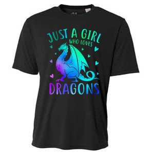 Cute Just A Girlss Who Loves Dragons Women Cooling Performance Crew T-Shirt