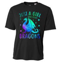 Cute Just A Girlss Who Loves Dragons Women Cooling Performance Crew T-Shirt