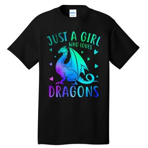 Cute Just A Girlss Who Loves Dragons Women Tall T-Shirt