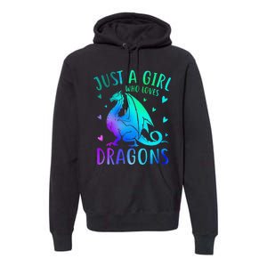 Cute Just A Girlss Who Loves Dragons Women Premium Hoodie