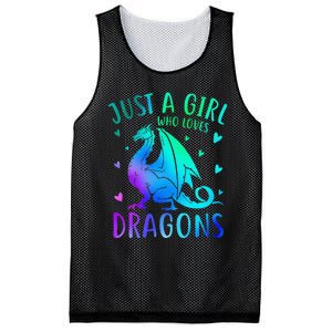 Cute Just A Girlss Who Loves Dragons Women Mesh Reversible Basketball Jersey Tank