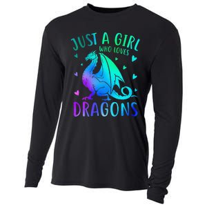 Cute Just A Girlss Who Loves Dragons Women Cooling Performance Long Sleeve Crew