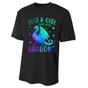 Cute Just A Girlss Who Loves Dragons Women Performance Sprint T-Shirt