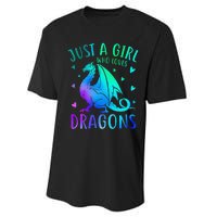 Cute Just A Girlss Who Loves Dragons Women Performance Sprint T-Shirt