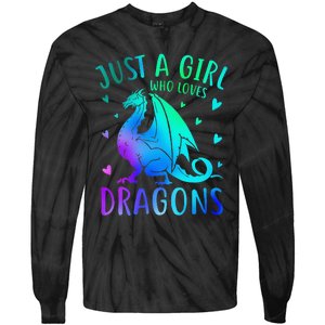 Cute Just A Girlss Who Loves Dragons Women Tie-Dye Long Sleeve Shirt