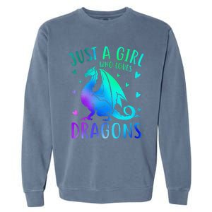 Cute Just A Girlss Who Loves Dragons Women Garment-Dyed Sweatshirt