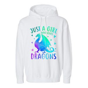 Cute Just A Girlss Who Loves Dragons Women Garment-Dyed Fleece Hoodie