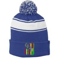 Celebrate Juneteenth Afro Pride Black History Month Gift Stripe Pom Pom Beanie