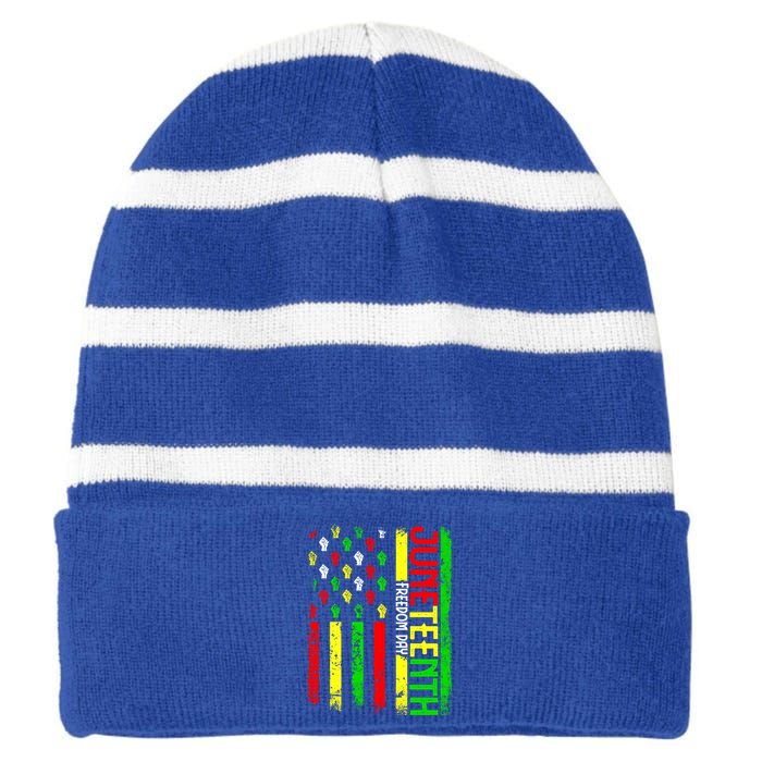 Celebrate Juneteenth Afro Pride Black History Month Gift Striped Beanie with Solid Band