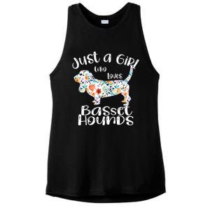 Cute Just A Girl Who Loves Basset Hounds Gift Ladies PosiCharge Tri-Blend Wicking Tank