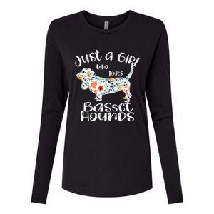 Cute Just A Girl Who Loves Basset Hounds Gift Womens Cotton Relaxed Long Sleeve T-Shirt