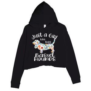 Cute Just A Girl Who Loves Basset Hounds Gift Crop Fleece Hoodie