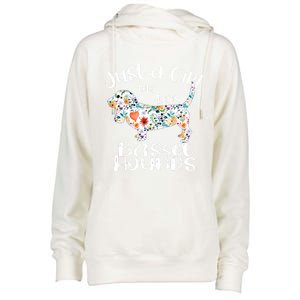 Cute Just A Girl Who Loves Basset Hounds Gift Womens Funnel Neck Pullover Hood