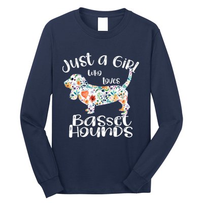 Cute Just A Girl Who Loves Basset Hounds Gift Long Sleeve Shirt