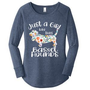 Cute Just A Girl Who Loves Basset Hounds Gift Women's Perfect Tri Tunic Long Sleeve Shirt