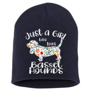 Cute Just A Girl Who Loves Basset Hounds Gift Short Acrylic Beanie