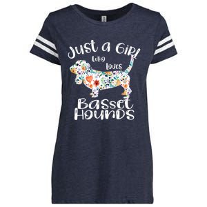 Cute Just A Girl Who Loves Basset Hounds Gift Enza Ladies Jersey Football T-Shirt