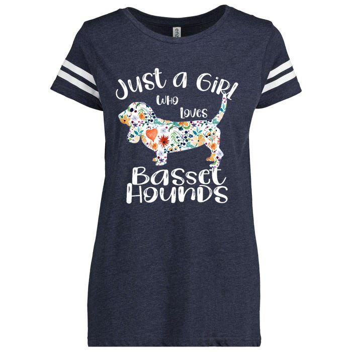 Cute Just A Girl Who Loves Basset Hounds Gift Enza Ladies Jersey Football T-Shirt