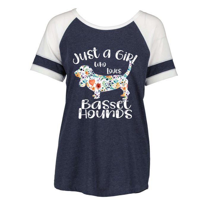 Cute Just A Girl Who Loves Basset Hounds Gift Enza Ladies Jersey Colorblock Tee