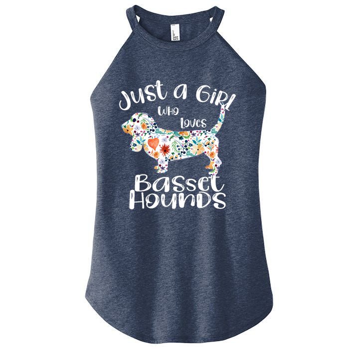 Cute Just A Girl Who Loves Basset Hounds Gift Women's Perfect Tri Rocker Tank