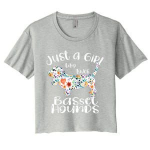 Cute Just A Girl Who Loves Basset Hounds Gift Women's Crop Top Tee