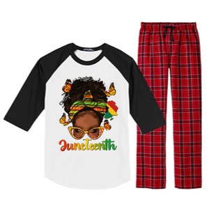 Celebrate Juneteenth Afro Messy Bun Black Women Melanin Raglan Sleeve Pajama Set