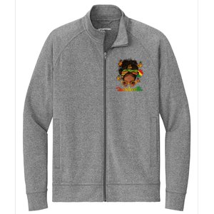 Celebrate Juneteenth Afro Messy Bun Black Women Melanin Stretch Full-Zip Cadet Jacket