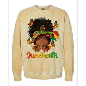 Celebrate Juneteenth Afro Messy Bun Black Women Melanin Colorblast Crewneck Sweatshirt