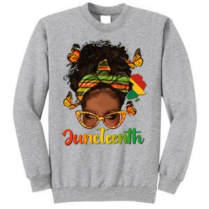 Celebrate Juneteenth Afro Messy Bun Black Women Melanin Tall Sweatshirt