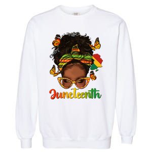 Celebrate Juneteenth Afro Messy Bun Black Women Melanin Garment-Dyed Sweatshirt