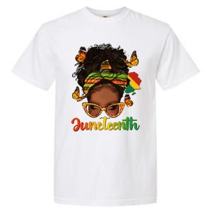 Celebrate Juneteenth Afro Messy Bun Black Women Melanin Garment-Dyed Heavyweight T-Shirt