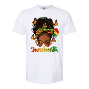 Celebrate Juneteenth Afro Messy Bun Black Women Melanin Softstyle CVC T-Shirt