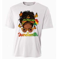 Celebrate Juneteenth Afro Messy Bun Black Women Melanin Cooling Performance Crew T-Shirt