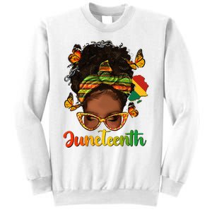 Celebrate Juneteenth Afro Messy Bun Black Women Melanin Sweatshirt