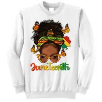 Celebrate Juneteenth Afro Messy Bun Black Women Melanin Sweatshirt