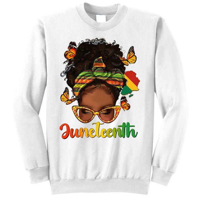 Celebrate Juneteenth Afro Messy Bun Black Women Melanin Sweatshirt