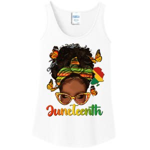 Celebrate Juneteenth Afro Messy Bun Black Women Melanin Ladies Essential Tank