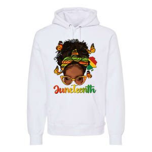 Celebrate Juneteenth Afro Messy Bun Black Women Melanin Premium Hoodie