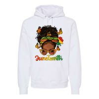 Celebrate Juneteenth Afro Messy Bun Black Women Melanin Premium Hoodie