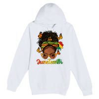 Celebrate Juneteenth Afro Messy Bun Black Women Melanin Premium Pullover Hoodie