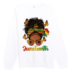 Celebrate Juneteenth Afro Messy Bun Black Women Melanin Premium Crewneck Sweatshirt