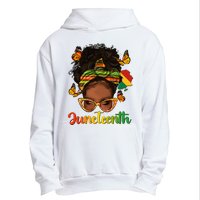 Celebrate Juneteenth Afro Messy Bun Black Women Melanin Urban Pullover Hoodie