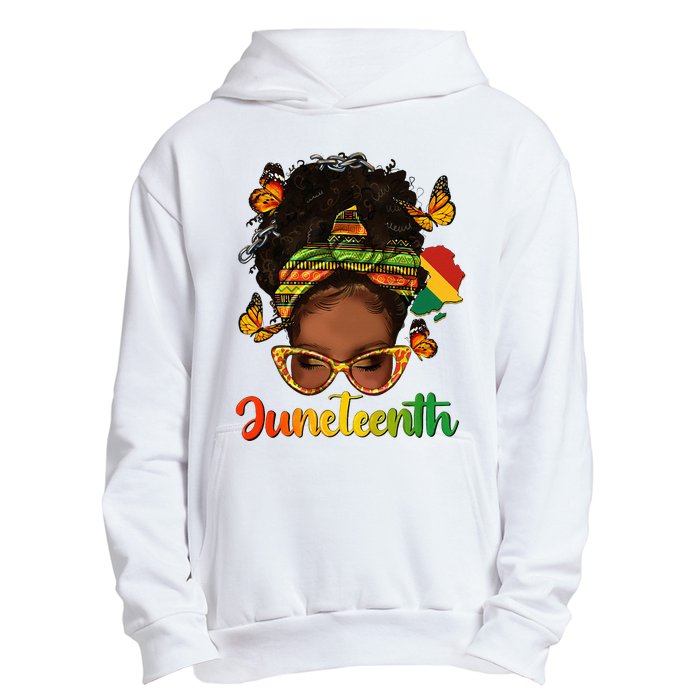 Celebrate Juneteenth Afro Messy Bun Black Women Melanin Urban Pullover Hoodie