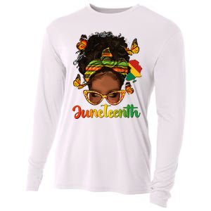 Celebrate Juneteenth Afro Messy Bun Black Women Melanin Cooling Performance Long Sleeve Crew