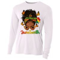 Celebrate Juneteenth Afro Messy Bun Black Women Melanin Cooling Performance Long Sleeve Crew