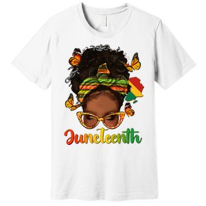 Celebrate Juneteenth Afro Messy Bun Black Women Melanin Premium T-Shirt