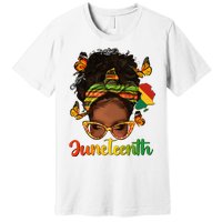 Celebrate Juneteenth Afro Messy Bun Black Women Melanin Premium T-Shirt