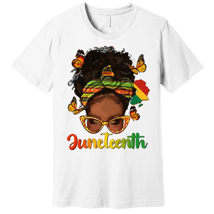 Celebrate Juneteenth Afro Messy Bun Black Women Melanin Premium T-Shirt