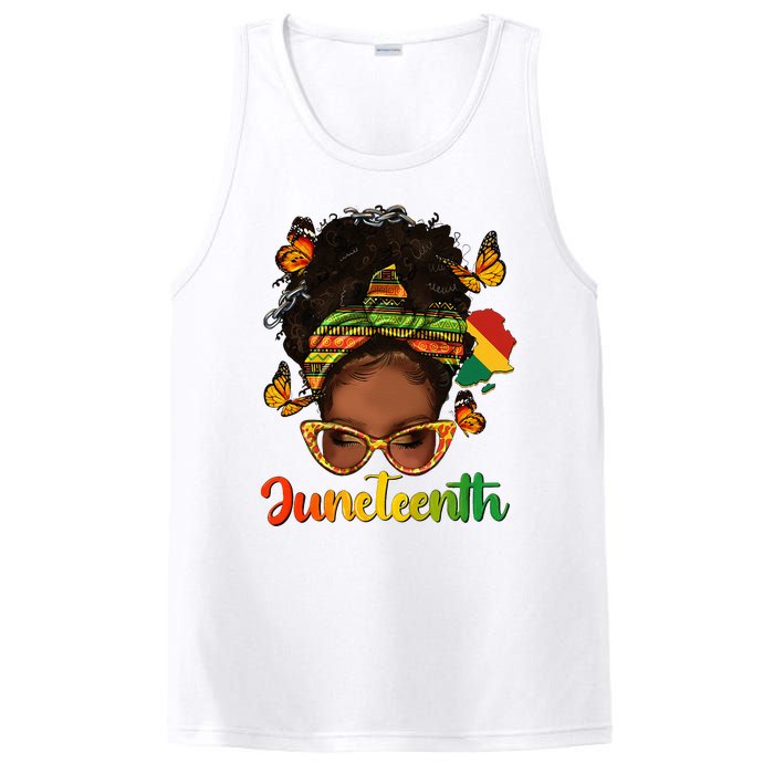 Celebrate Juneteenth Afro Messy Bun Black Women Melanin PosiCharge Competitor Tank