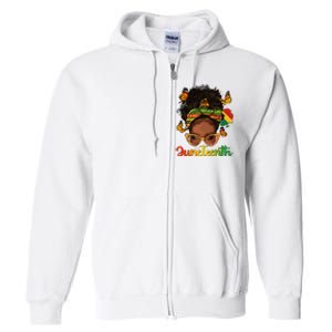 Celebrate Juneteenth Afro Messy Bun Black Women Melanin Full Zip Hoodie